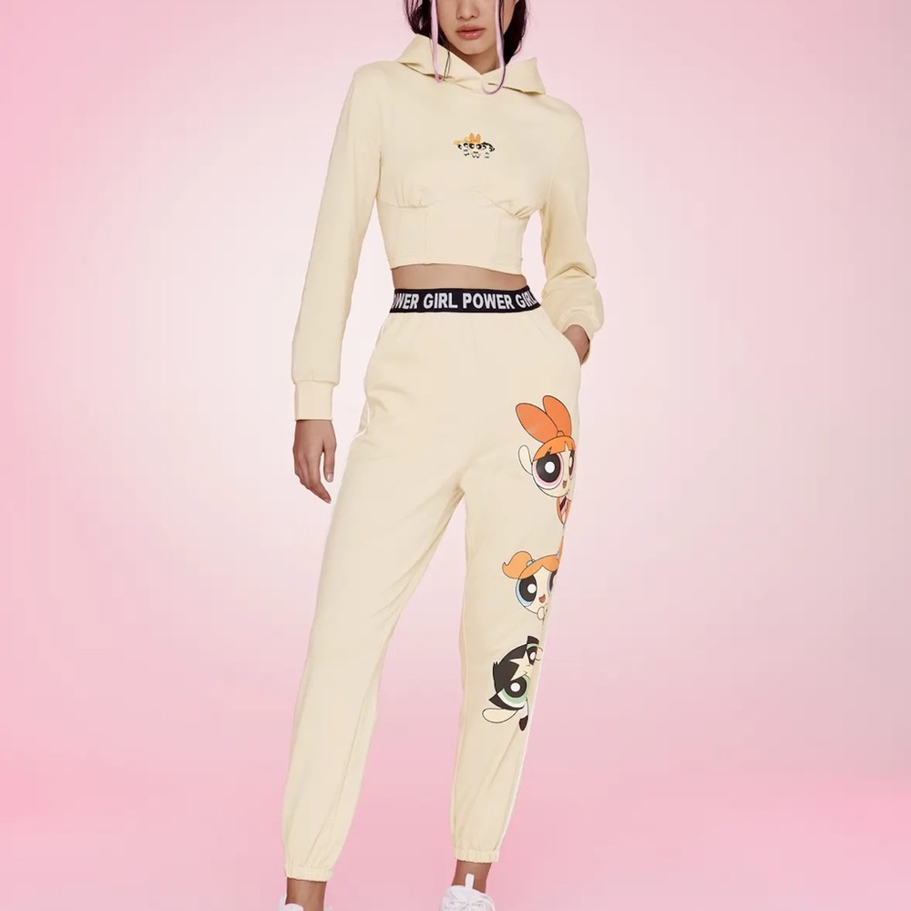 The Powerpuff Girls Cropped Hoodie & High Waist Sweatpants Set